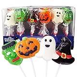 Fusion Select Candy Lollipops - Halloween Suckers - Trick or Treat Candies for Kids - Frankenstein's Monster, Jack o Lantern, Ghost & Witch Hat Sweets - Individually Wrapped - 30 Per Box