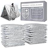 Swiss Safe 10 Pack Mylar Emergency Blankets for Survival - Compact & Insulated for Cold Weather - Designed for NASA, Outdoor, Running, Camping, Survival, First Aid Car Kit - Silver, 10 Pack