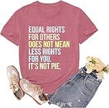 sallrue Equality Shirts for Women Human Rights T-Shirt Freedom Justice Tee Tops RBG Ruth Bader Ginsburg Short Sleeves Pink