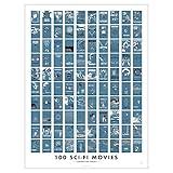 Pop Chart | 100 Sci-Fi Movies Scratch-Off Poster | 12" x 16" Art Print | Film Decor for the Science Fiction Fan | 100% Made in the USA