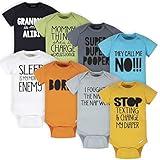 Onesies baby boys 8-pack Short Sleeve Mix & Match Bodysuits and Toddler T Shirt Set, Grey Funny, 6-9 Months US