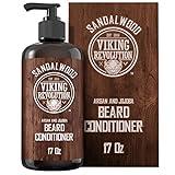 Viking Revolution Beard Conditioner w/Argan & Jojoba Oils - Softens & Strengthens - Sandalwood Scent - Beard Conditioner w/Beard Oil (17oz Conditioner)