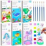 BAOXUE 6 Pack Water Color Paint Sets for Kids,Pocket Watercolor Painting Book,Paint with Water Coloring Books for Toddlers Ages 2 3 4 5 6,Travel Arts and Crafts Kit for Girls Boys 4-8 Year Old