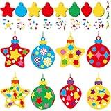 Qyeahkj 40 Sets Christmas DIY Art Paper Craft Kits Christmas Ball Ornaments Art Sets Winter Christmas Stickers Arts and Crafts Bulk for Kids Winter Holiday Xmas Classroom Activities Party Decorations