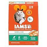 IAMS PROACTIVE HEALTH Adult Hairball Care Dry Cat Food with Chicken and Salmon Cat Kibble, 16 lb. Bag