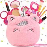 Pretend Makeup Kit for Girls, Toddler Girl Toys for 3 4 5 6 7 8 Years Old Girls Gifts, Fake Play Makeup Set for Kids Toys 3-5 4-6, Unicorn Princess Little Girl Purse with Make up