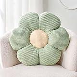 Kcvvcr Flower Throw Pillow, Soft Sage Green 14.9" Shaped Floor Pillow for Home Decor, Cute Aesthetic Plush Decorative Pillows for Bed, Sofa, Couch