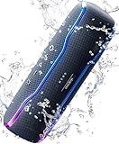 Portable Bluetooth Speaker, IPX7 Waterproof Wireless Speakers with Colorful Flashing Lights, 25W Super Bass 24H Playtime, 100ft Range, TWS Pairing for Outdoor, Home, Party, Beach, Birthday Gift
