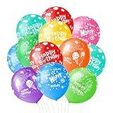 50pcs 12inch Happy Birthday Balloons for Men&Women, Assorted Balloons for Party, Beautiful Flowers Printed Decoration (Birthday)