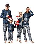 Rnxrbb 2024 Matching Family Christmas Pajamas Holiday Family Christmas Pjs Set Sleepwear Xmas Jammies Men Women Kids Couples,Navy Xmas Fireworks-K-2T