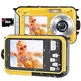 4K Digital Camera 11FT Underwater Camera with 32GB Card 56MP Autofocus Dual-Screen Selfie Waterproof Camera for Snorkeling Compact Floatable Point and Shoot Digital Camera 1250mAh Battery
