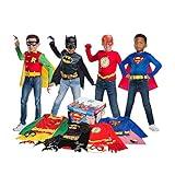 Rubies DC Comics Child's Dress-Up Trunk, 21-Piece Super Hero Set with Superman, The Flash, Batman, and Robin; Includes Capes, Costume Tops, Masks, and Accessories