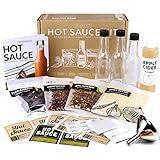 Unique Gift for Men, Deluxe Hot Sauce Making Kit, 3 Varieties of Chili Peppers, Gourmet Spice Blend, 3 Bottles, 16 Fun Labels, Make your own sauce, Nice Gift For Dad, Brother, Uncle, Guys. (Deluxe Kit)