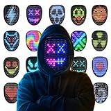 Led Mask Halloween Costume for Kids Adults, Face Transforming Light up Mask with Gesture Sensing, Cool Toys Great Gift for Birthday Costume Party Christmas