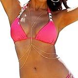Topbuti Sexy Body Chain Bra Bikini Waist Belly Body Chains Beach Body Necklace Jewelry for Women (Gold-A)