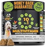 Googipet Premium 10 in 1 Dog Vitamins Multivitamin Chewable w/Dog Probiotics for Gut Health, Dog Vitamins and Supplements w/Vitamin C & Glucosamine for Joint Support (Chicken & Vegetable Flavor)