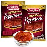 Bridgford Thick Sliced Pepperoni 5 oz Pack of 2 - Thick Pepperoni Slices for Pizza and Sandwiches with Zero Carb Ideal for your Keto Diets - Ready-to-Eat Slices for On-the-Go Snacking