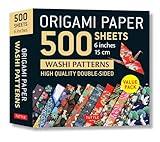 Origami Paper 500 sheets Japanese Washi Patterns 6" (15 cm): Double-Sided Origami Sheets with 12 Different Designs (Instructions for 6 Projects Included)