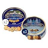 Royal Dansk Holiday Cookie 4 Pack, Exclusive Amazon Multipack of Original Danish Butter Cookies, Festive Tins for Christmas Gifts, Made with Real Butter, Non-GMO Ingredients