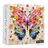 Butterfly Puzzles for Adults 1000 Pieces, Challenging Colorful Flower Butterflies Puzzles Puzzle with Paper Art, Difficult Animal Plant Jigsaw Puzzles for Adults