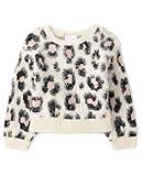 The Children's Place Girls' Long Sleeve Crew Neck Pullover Sweater, Leopard