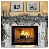 AerWo Halloween Decoration Black Lace Spiderweb Fireplace Mantle Scarf Cover Festive Party Supplies 45 X 243cm 18 x 96 inch