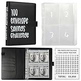 LANBOUY 100 Envelopes Money Saving Challenge Binder Budget Planner, Budget Book With Cash Savings Challenge, 52 Week Money Binder, 4 Envelopes Per Page, A Total Of 25 Pages