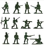 HAPTIME 100-Piece Green Toy Soldiers - 12 Poses, Detailed and Balanced Mini Army Men - Perfect for Pretend Play, Educational Projects, Cake Decorations, and Military-Themed Parties - 1 Inches Tall