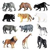 RUSON 12 Pcs Mini Safari Animals Figures Toys, Realistic Jungle Zoo Animal Figurines Cake Topper Toy Set Christmas Birthday Easter Egg Gift Party Supplies for Kids Toddlers