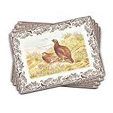 Pimpernel Exclusive Collection Placemats & Coasters Set – (15.7" x 11.7") Rectangular Cork-Backed Dining Mats with Lacquer Finish, Heat & Stain Resistant Surface, Decorative Art Print