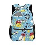 Custom Kids Backpack, Personalized Student School Bags for Boys & Girls, Bookbags for Travel Pirate Marine Life