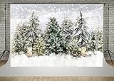 Kate 7x5ft Polyester Fabric Christmas Tree Farm Photography Backdrops for Shooting Frozen Snowflakes Forest Winter Wonderland Photobooth Background Nature Scenery Tree Landscape Backdrop