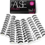 Eliace Eyelashes, 50 Pairs 5 Styles Faux Mink Lashes Natural Look Wispy Fluffy Handmade Cat Eye lashes Pack False Eyelashes Set, Comfortable & Lightweight Fake Lashes Strips,Makeup Fake Eyelashes Pack