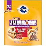 Pedigree Mini Jumbone Small Dog Treats, Beef Flavor, 21 oz. Bag (35 Treats)