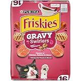 Purina Friskies Dry Cat Food Gravy Swirl'd With Flavors of Chicken, Salmon and Gravy - 16 lb. Bag