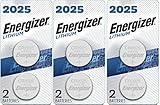 Energizer CR2025 Batteries, 3V Lithium Coin Cell 2025 Watch Battery, (6 Count)