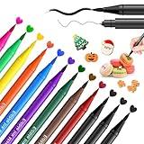 Jewem Edible Markers for Cookie Decorating, Upgrade 12Pcs Ultra Fine Tip(0.5mm) Food Coloring Pens, Double Side Food Grade Pens for Decorating Fondant Cakes, Easter Eggs, Frosting, Macaron+ Kids Gifts