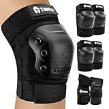 Tanden Skateboard Protective Gear Youth Knee Pads and Elbow Pads Set, Elbow and Knee Pads for Roller Skating Wrist Guards Skateboarding Pads