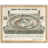 Orlando Ferguson Flat Earth Reproduction Map 11x14 Framed Poster – Vintage Scientific Print, 19th-Century Theory, Historical Science, Flat Earthers, Antique Office Decor, Library, Classroom