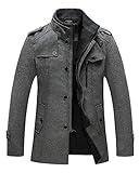 wantdo Men's Casual Coat Cold Weather Wool Jacket Overcoat Grey Medium