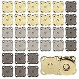 30 Piece Plum Magnetic Snap Buttons for Clothes Purse Handbag Scrapbook Homemade Sewing Craft (Black+Gold+Silver)