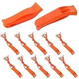 AUGSUN 10 Pcs Safety Whistle Marine Whistle Plastic Whistles with Lanyard for Emergency (Orange)
