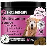 Senior Dog Multivitamin - Essential Dog Vitamins and Supplements - Glucosamine, Probiotics, Omega Fish Oil for Dogs Health & Heart- Dogs Vitamins Health Supplies (Duck 90 ct)