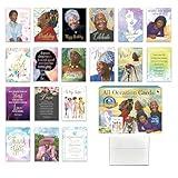 African American Expressions Maya Angelou Greeting Cards Assortment Box – 18 All-Occasion Inspirational Greeting Cards with Envelopes – Birthday, Encouragement, Graduation, Romance, Sympathy & More