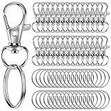 60PCS Keychain Making Kit, Including 30PCS Keychain Clips Hooks and 30PCS Key Chain Rings, Keychain Accessories, Lobster Claw Clasps with Keychain Rings for Crafts