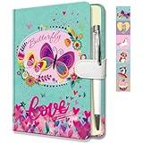 Butterfly Journal for Girls - Gift for Teen, Kids - Diary with Pen & Magnetic Closure, 192 Pages for Writing, 5.3"x7.5" Hardcover Lined Notebook