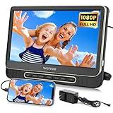 WONNIE 12" Headrest DVD Player Portable for Car, Support 1080P/MP4 Video with HDMI Input/Output, Mounting Bracket, AC Adapter, Car Charger, AV Out, USB Card Reader, Last Memory