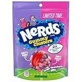 NERDS Gummy Clusters Candy, Grape Strawberry Blitz, Crunchy and Gummy, Game Day Candy, Football Party Supplies, 8 oz