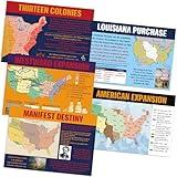 Pajean 5 Pcs American Expansion in Us History Posters Set American Expansion Poster USA Expansion Map Social Studies Classroom Decorations Study Material for Teacher Classroom History Decor