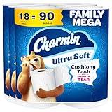 Charmin Ultra Soft Cushiony Touch Toilet Paper, 18 Family Mega Rolls = 90 Regular Rolls (Packaging May Vary)